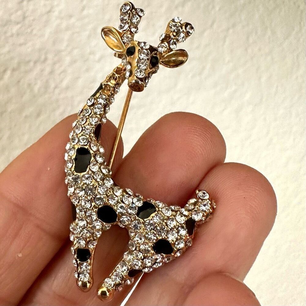 Rhinestone deer brooch